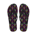 Day Of The Dead Sugar Skull Print Flip Flops
