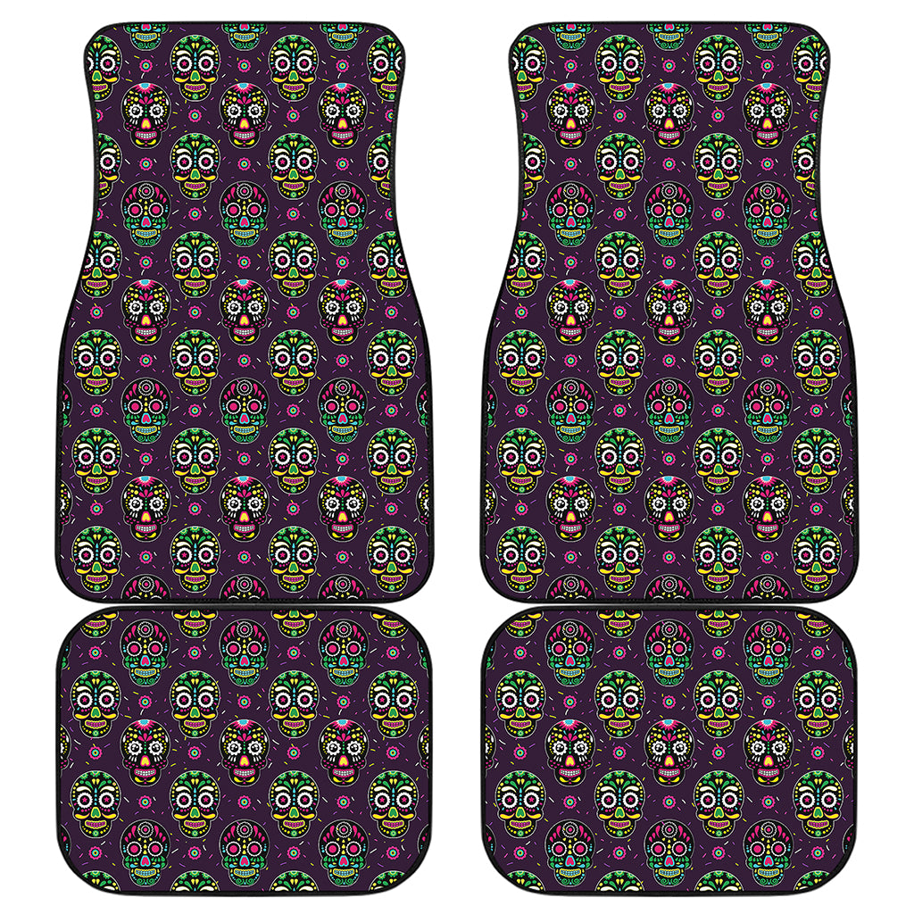 Day Of The Dead Sugar Skull Print Front and Back Car Floor Mats