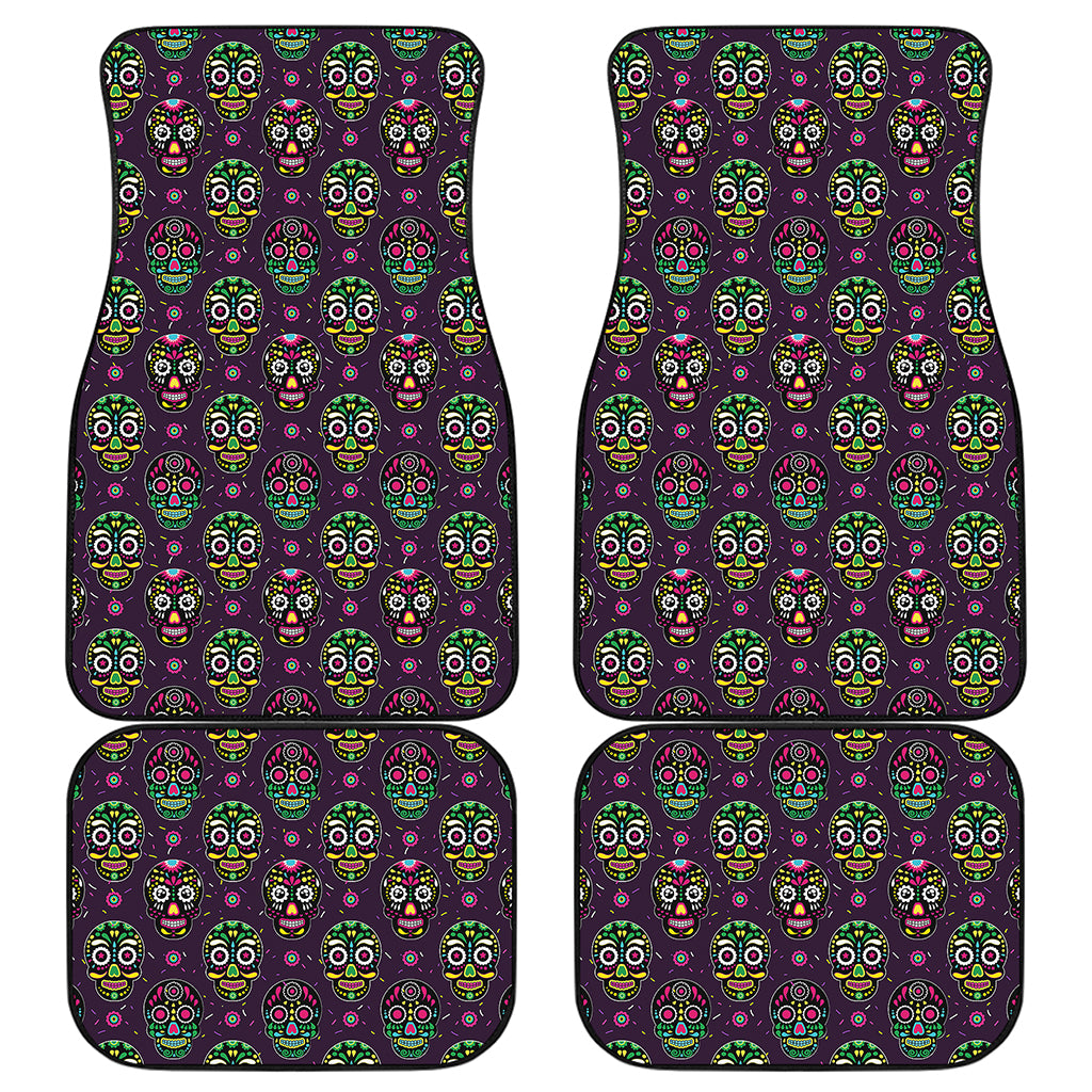 Day Of The Dead Sugar Skull Print Front and Back Car Floor Mats