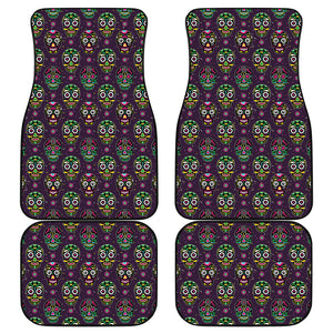 Day Of The Dead Sugar Skull Print Front and Back Car Floor Mats