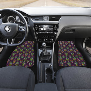 Day Of The Dead Sugar Skull Print Front and Back Car Floor Mats