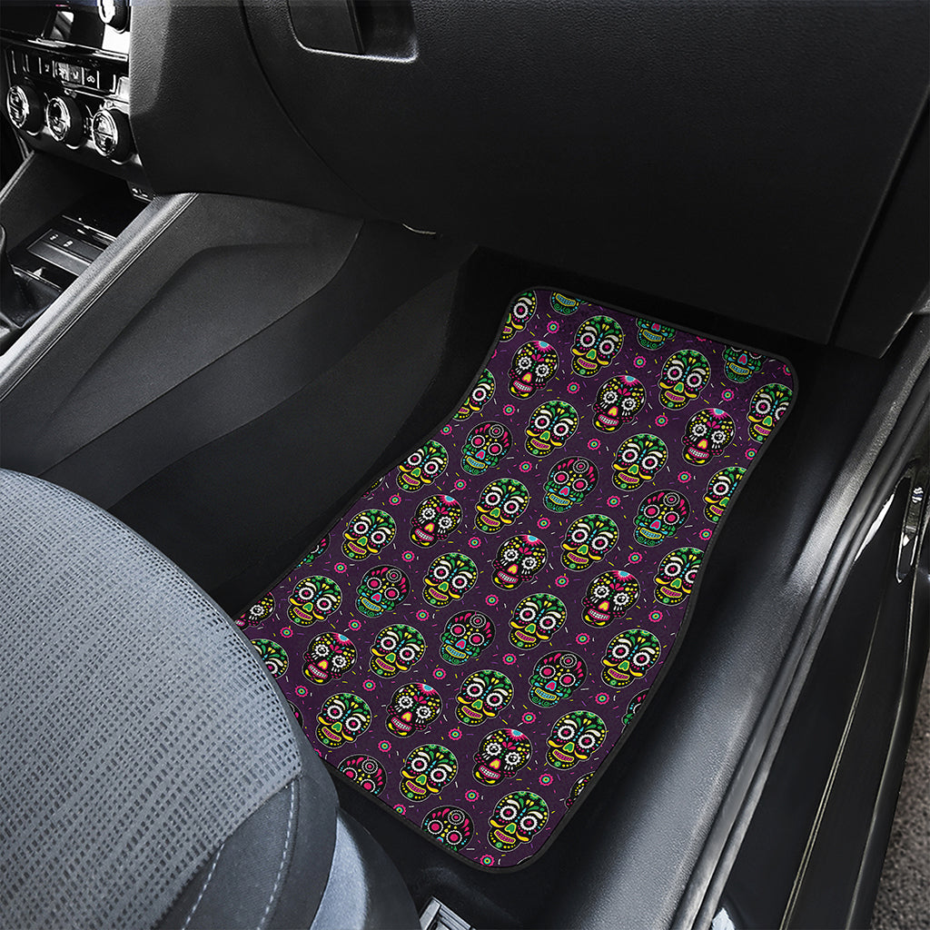 Day Of The Dead Sugar Skull Print Front and Back Car Floor Mats