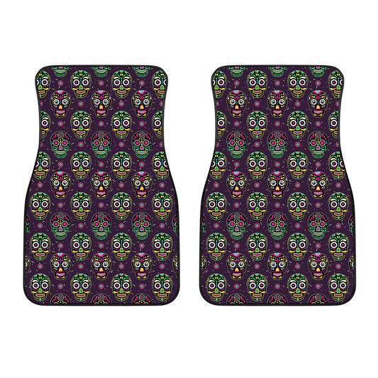 Day Of The Dead Sugar Skull Print Front Car Floor Mats