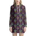 Day Of The Dead Sugar Skull Print Pullover Hoodie Dress