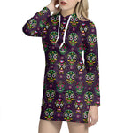 Day Of The Dead Sugar Skull Print Hoodie Dress