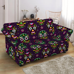 Day Of The Dead Sugar Skull Print Loveseat Slipcover