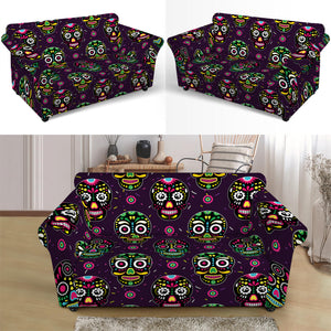 Day Of The Dead Sugar Skull Print Loveseat Slipcover