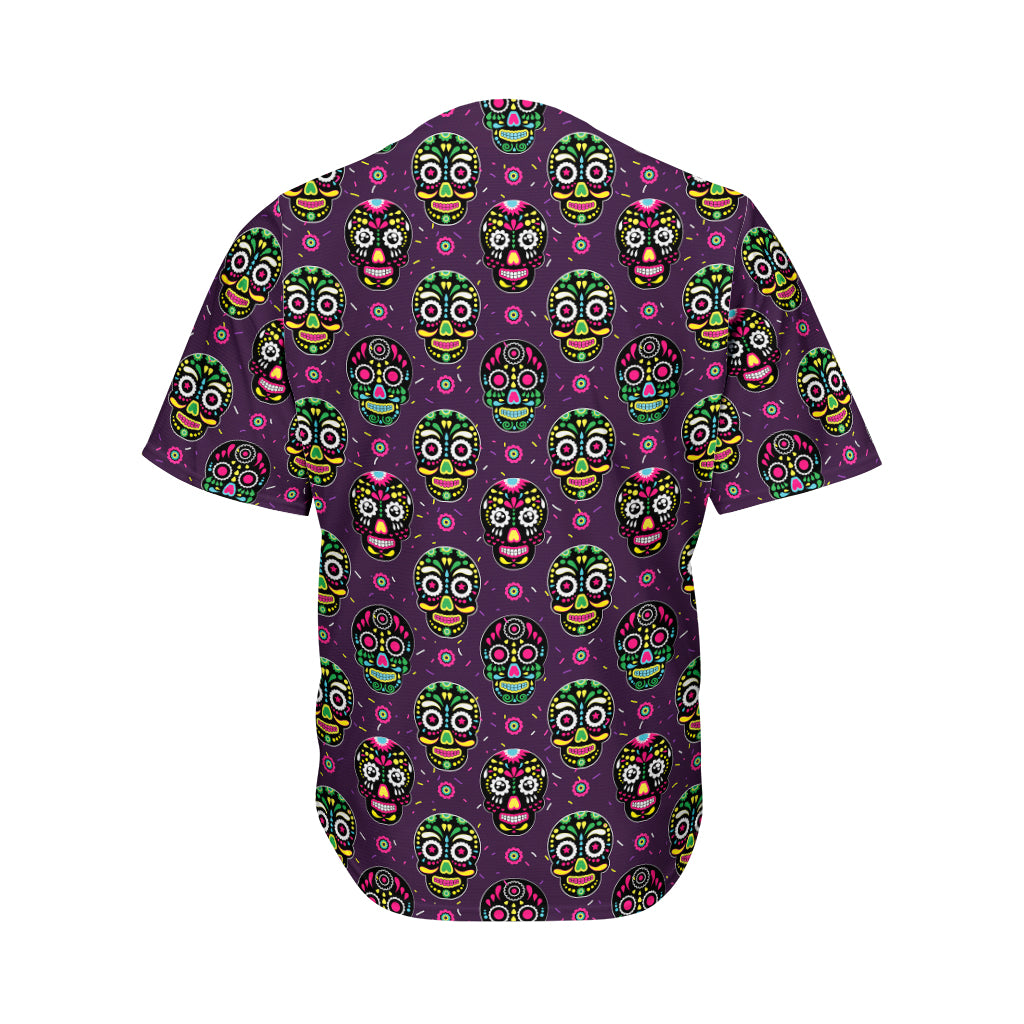 Day Of The Dead Sugar Skull Print Men's Baseball Jersey