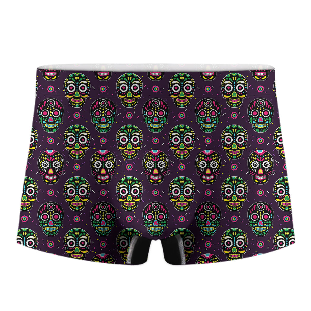 Day Of The Dead Sugar Skull Print Men's Boxer Briefs