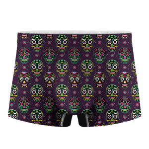 Day Of The Dead Sugar Skull Print Men's Boxer Briefs