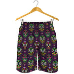 Day Of The Dead Sugar Skull Print Men's Shorts