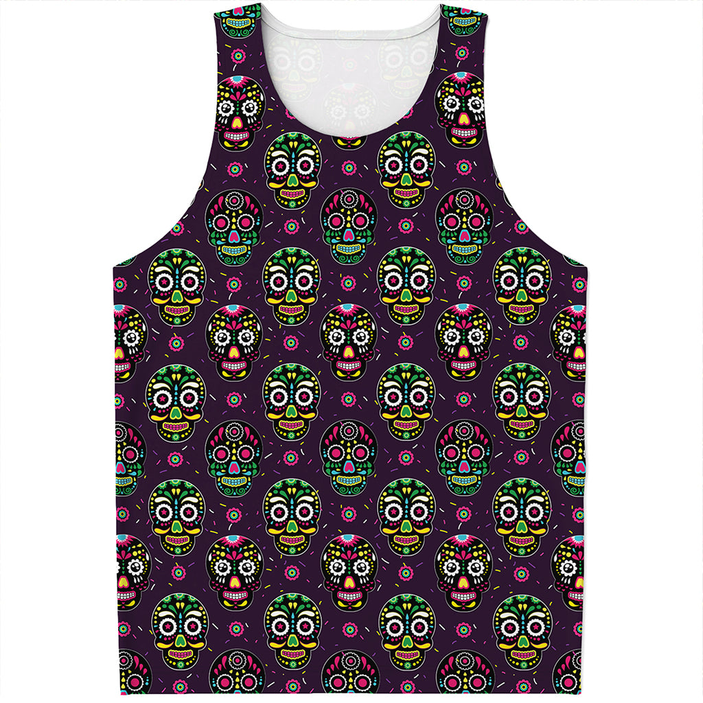 Day Of The Dead Sugar Skull Print Men's Tank Top