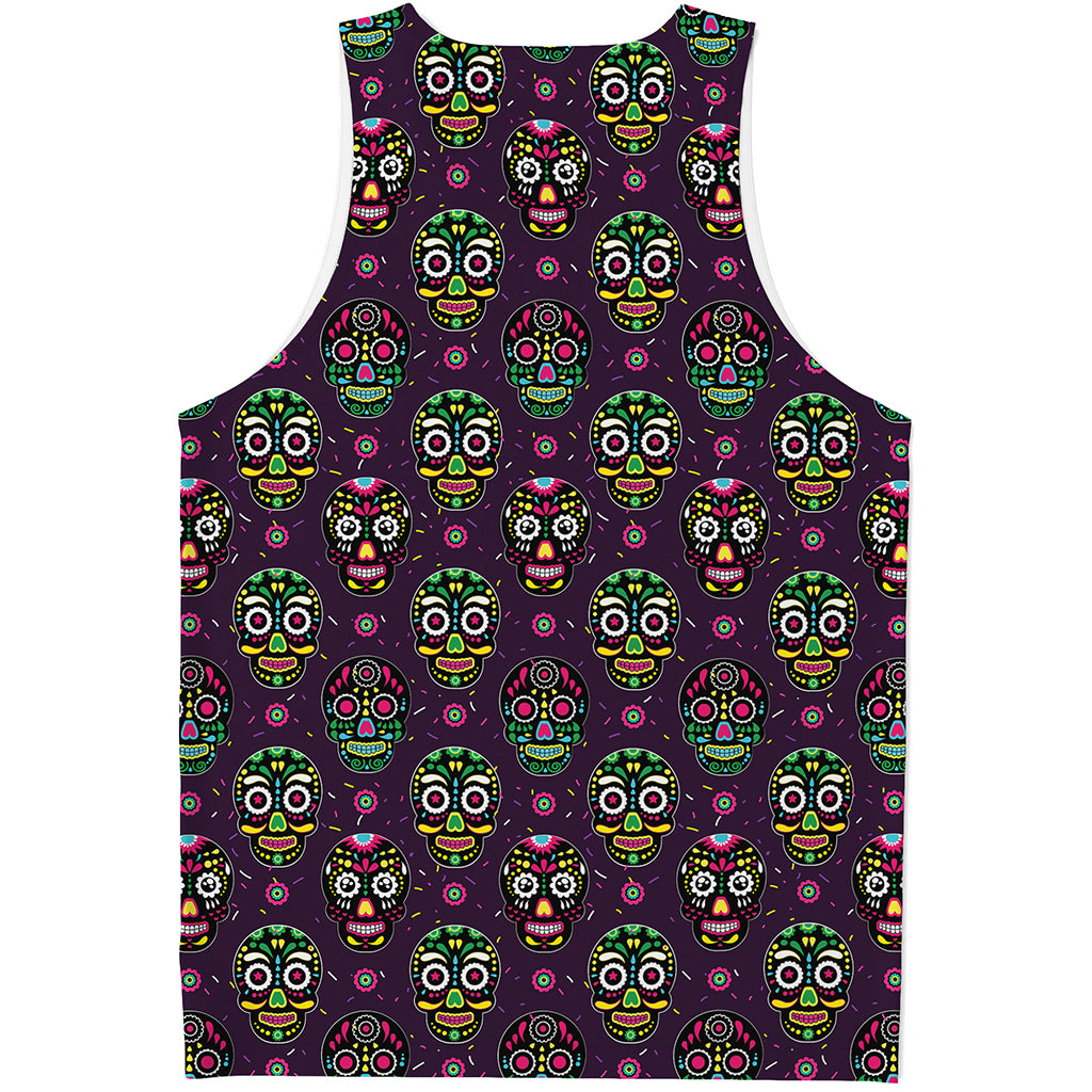 Day Of The Dead Sugar Skull Print Men's Tank Top