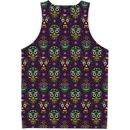 Day Of The Dead Sugar Skull Print Men's Tank Top