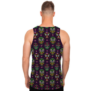 Day Of The Dead Sugar Skull Print Men's Tank Top