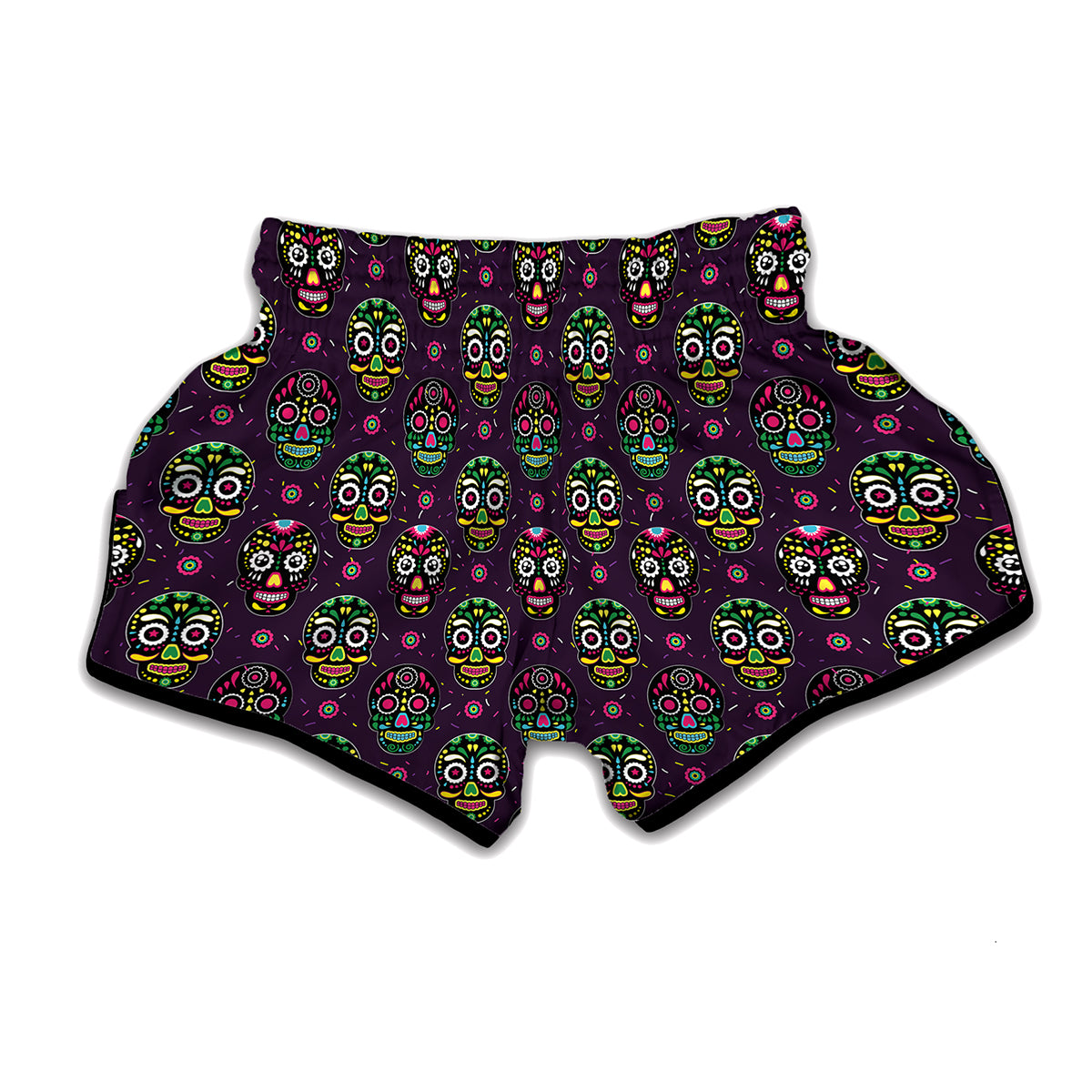 Day Of The Dead Sugar Skull Print Muay Thai Boxing Shorts