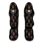 Day Of The Dead Sugar Skull Print Muay Thai Shin Guard