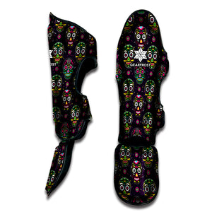 Day Of The Dead Sugar Skull Print Muay Thai Shin Guard