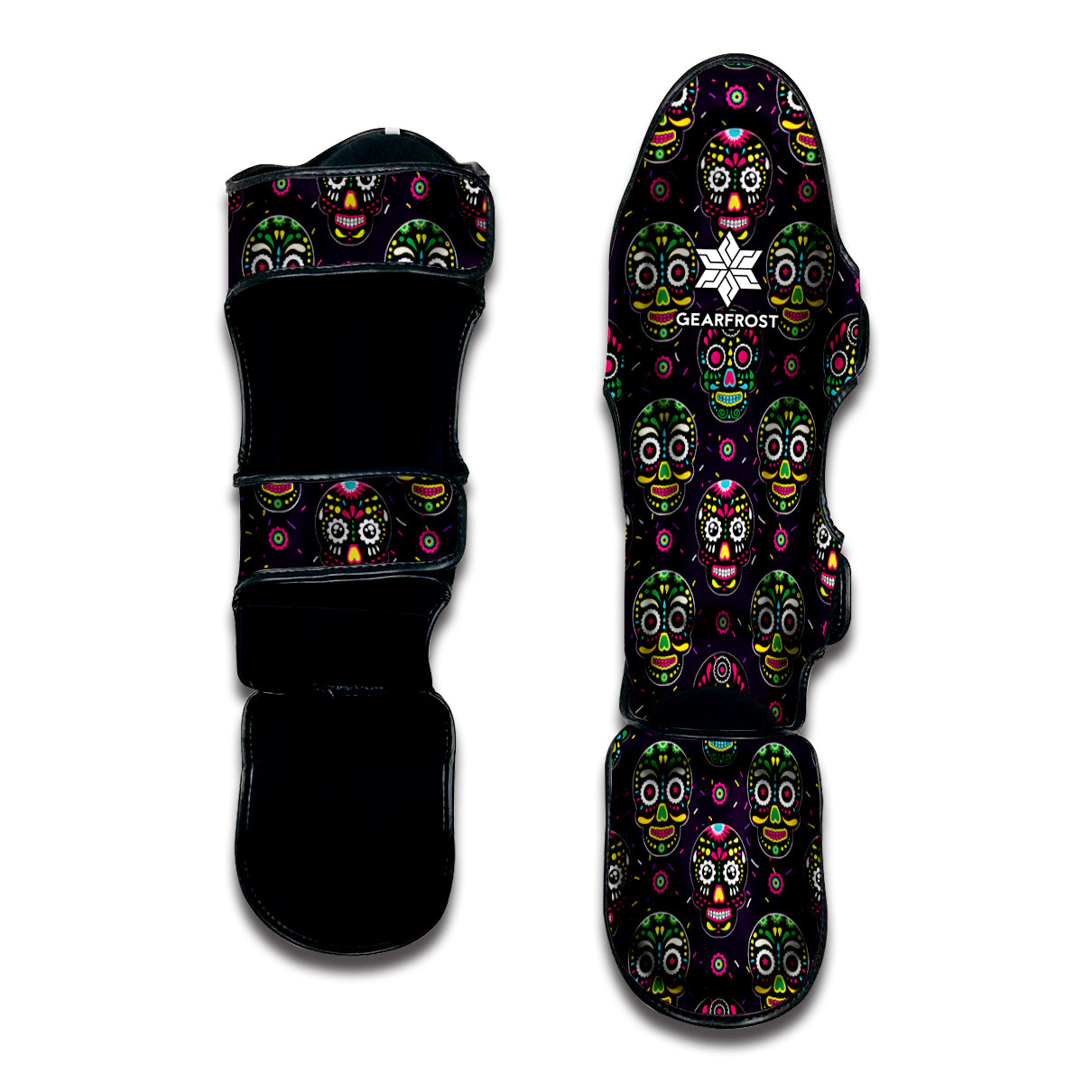 Day Of The Dead Sugar Skull Print Muay Thai Shin Guards