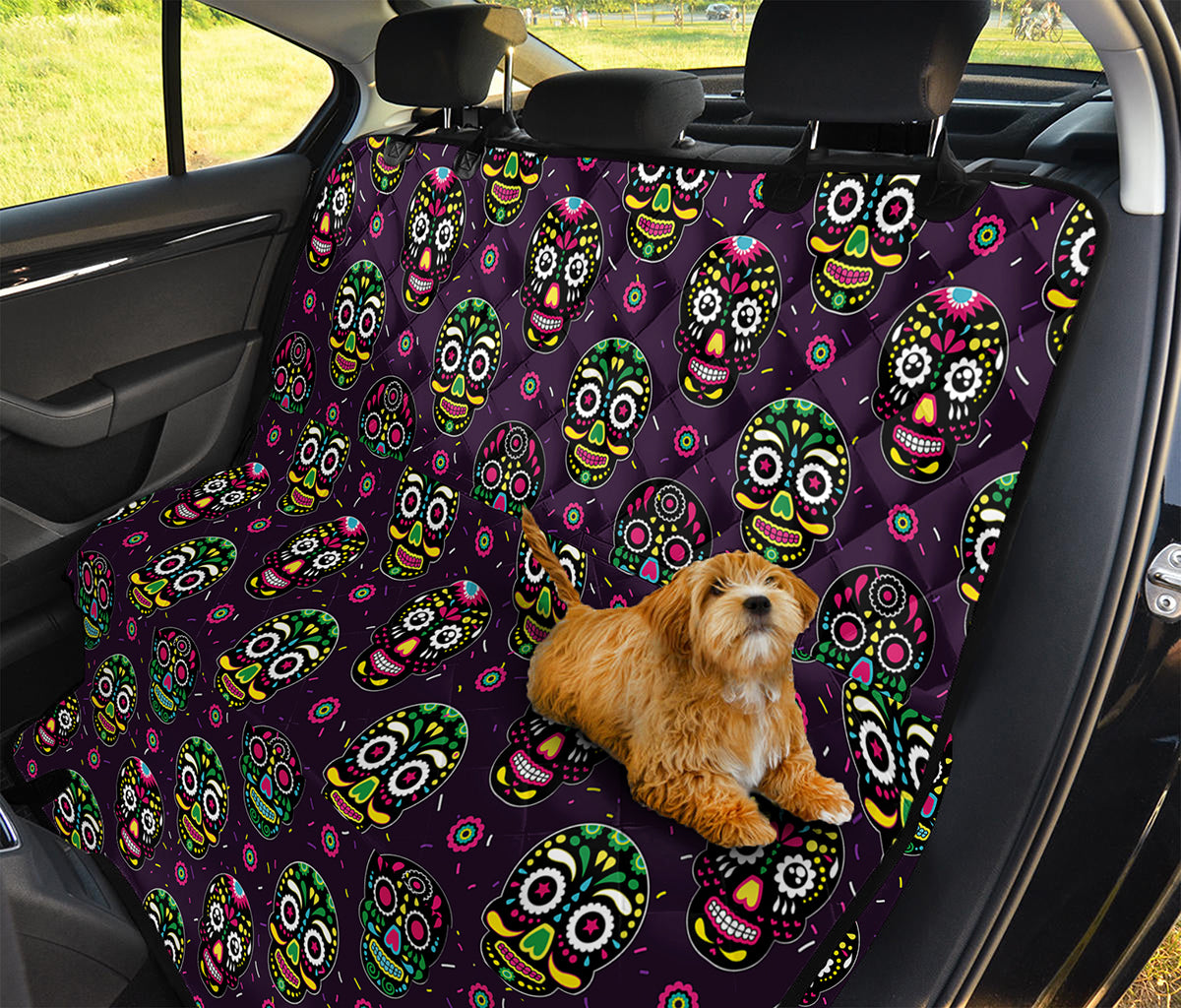 Day Of The Dead Sugar Skull Print Pet Car Back Seat Cover