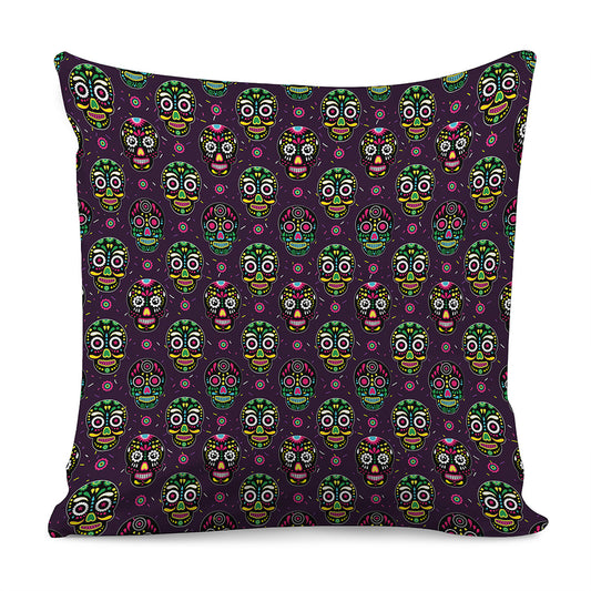 Day Of The Dead Sugar Skull Print Pillow Cover