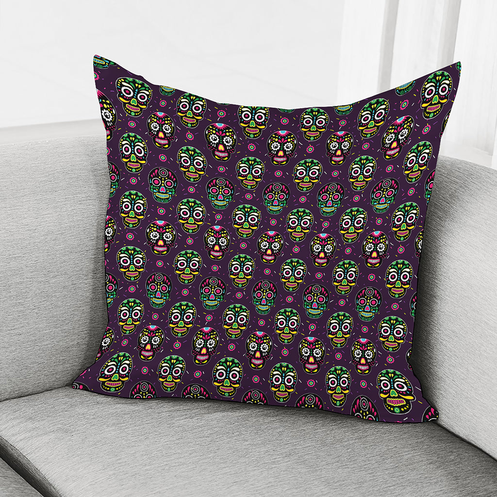 Day Of The Dead Sugar Skull Print Pillow Cover