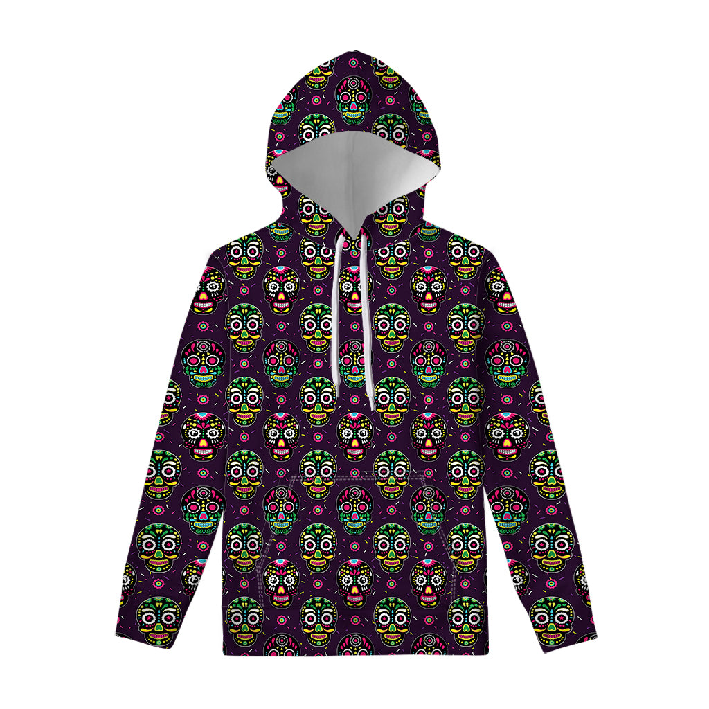 Day Of The Dead Sugar Skull Print Pullover Hoodie