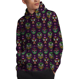 Day Of The Dead Sugar Skull Print Pullover Hoodie