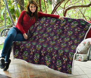 Day Of The Dead Sugar Skull Print Quilt