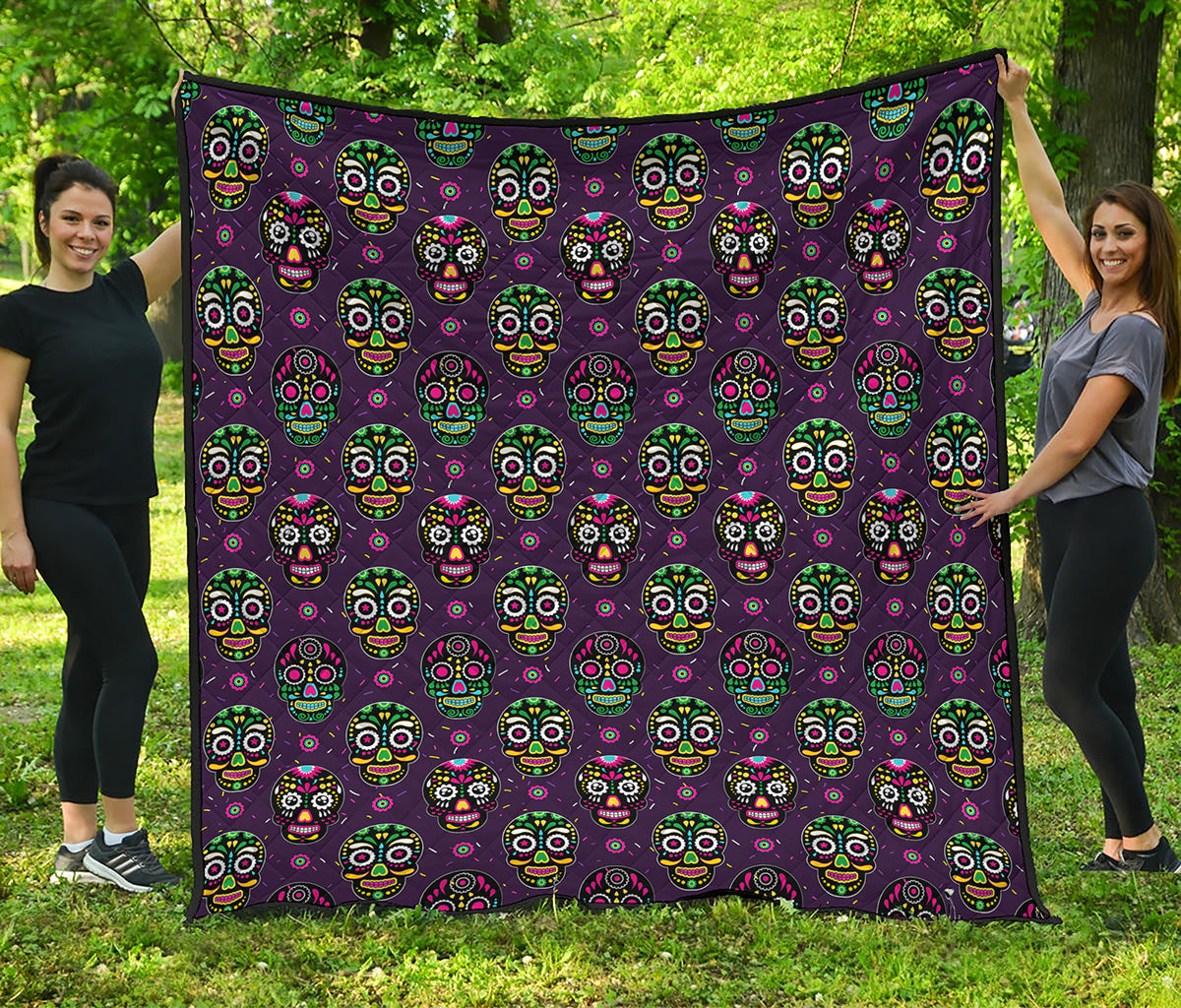 Day Of The Dead Sugar Skull Print Quilt