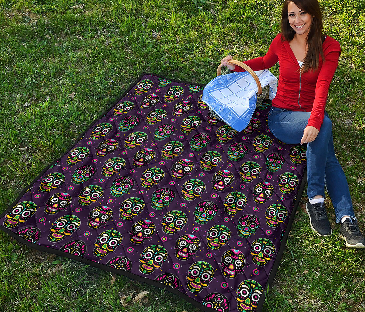 Day Of The Dead Sugar Skull Print Quilt