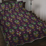 Day Of The Dead Sugar Skull Print Quilt Bed Set