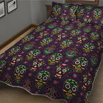 Day Of The Dead Sugar Skull Print Quilt Bed Set