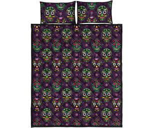 Day Of The Dead Sugar Skull Print Quilt Bed Set