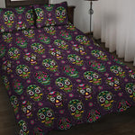 Day Of The Dead Sugar Skull Print Quilt Bed Set