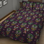 Day Of The Dead Sugar Skull Print Quilt Bed Set