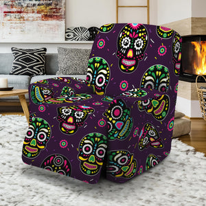 Day Of The Dead Sugar Skull Print Recliner Slipcover