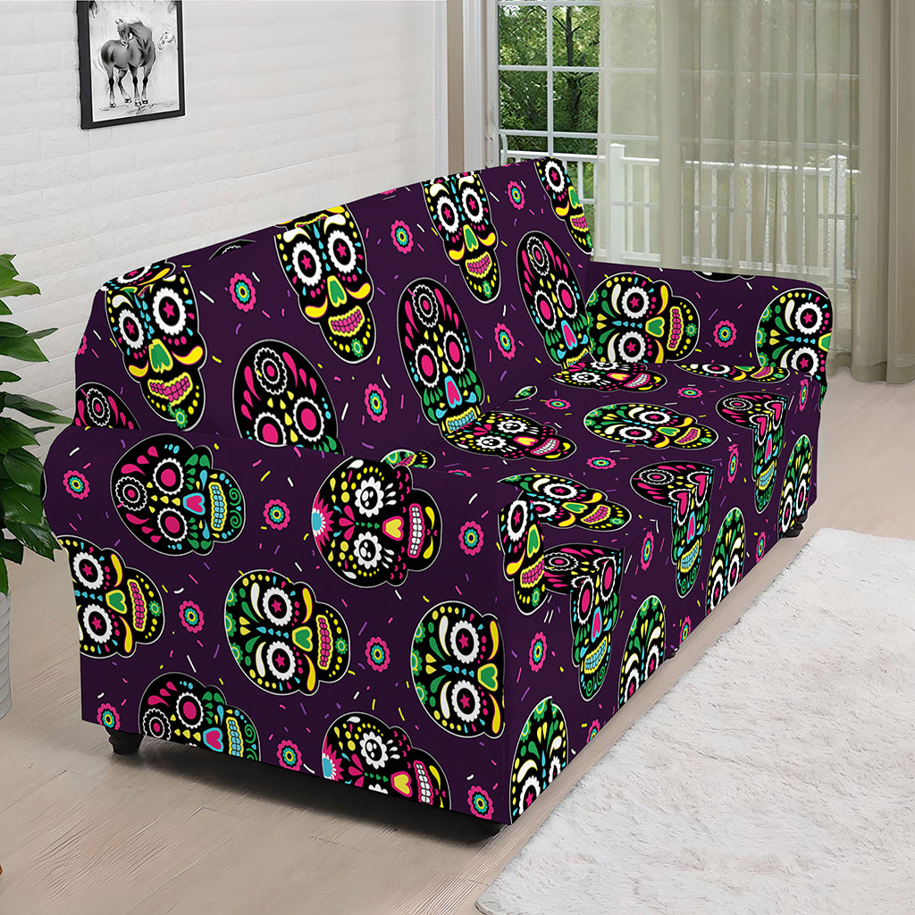 Day Of The Dead Sugar Skull Print Sofa Cover