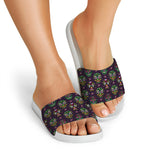 Day Of The Dead Sugar Skull Print White Slide Sandals