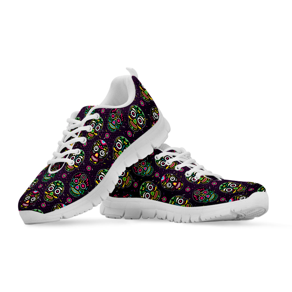 Day Of The Dead Sugar Skull Print White Sneakers