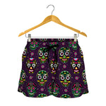 Day Of The Dead Sugar Skull Print Women's Shorts