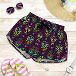 Day Of The Dead Sugar Skull Print Women's Shorts