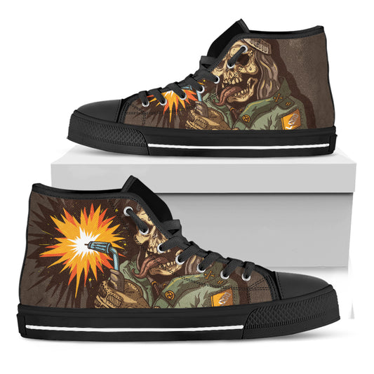 Dead Welder Print Black High Top Shoes