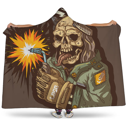 Dead Welder Print Hooded Blanket