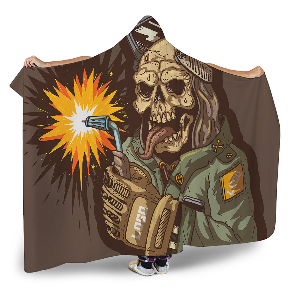 Dead Welder Print Hooded Blanket