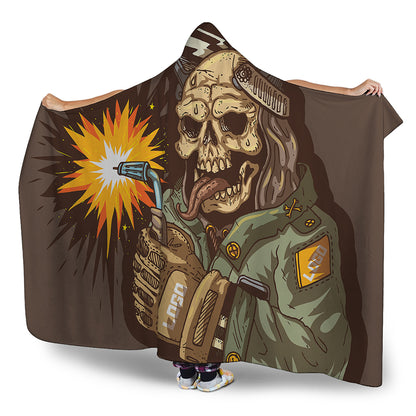 Dead Welder Print Hooded Blanket