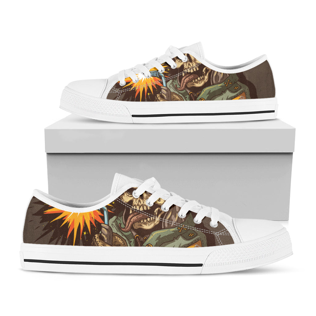 Dead Welder Print White Low Top Shoes