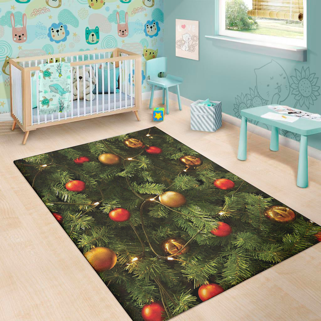 Decorated Christmas Tree Print Area Rug