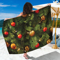 Decorated Christmas Tree Print Beach Sarong Wrap