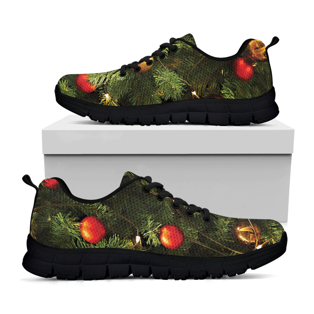 Decorated Christmas Tree Print Black Sneakers